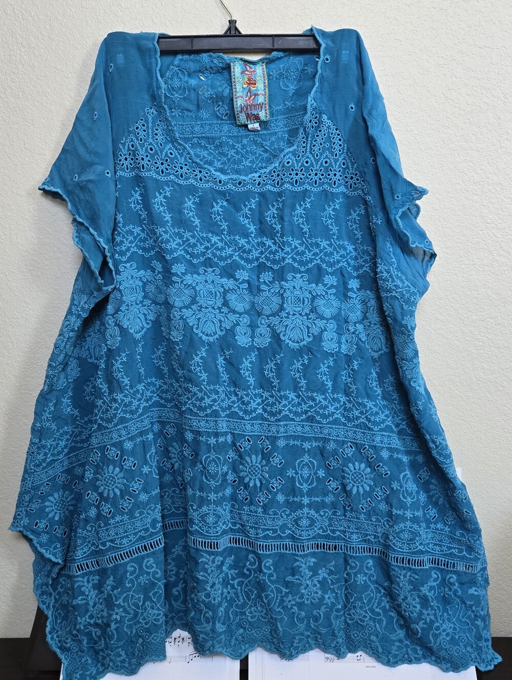 Johnny Was Sutera Teal Tunic Top L - Picture 2 of 7